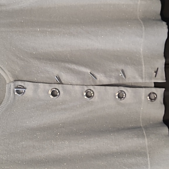 Calvin Klein silver cardigan slight crop, sparkly cover up. - Picture 5 of 11